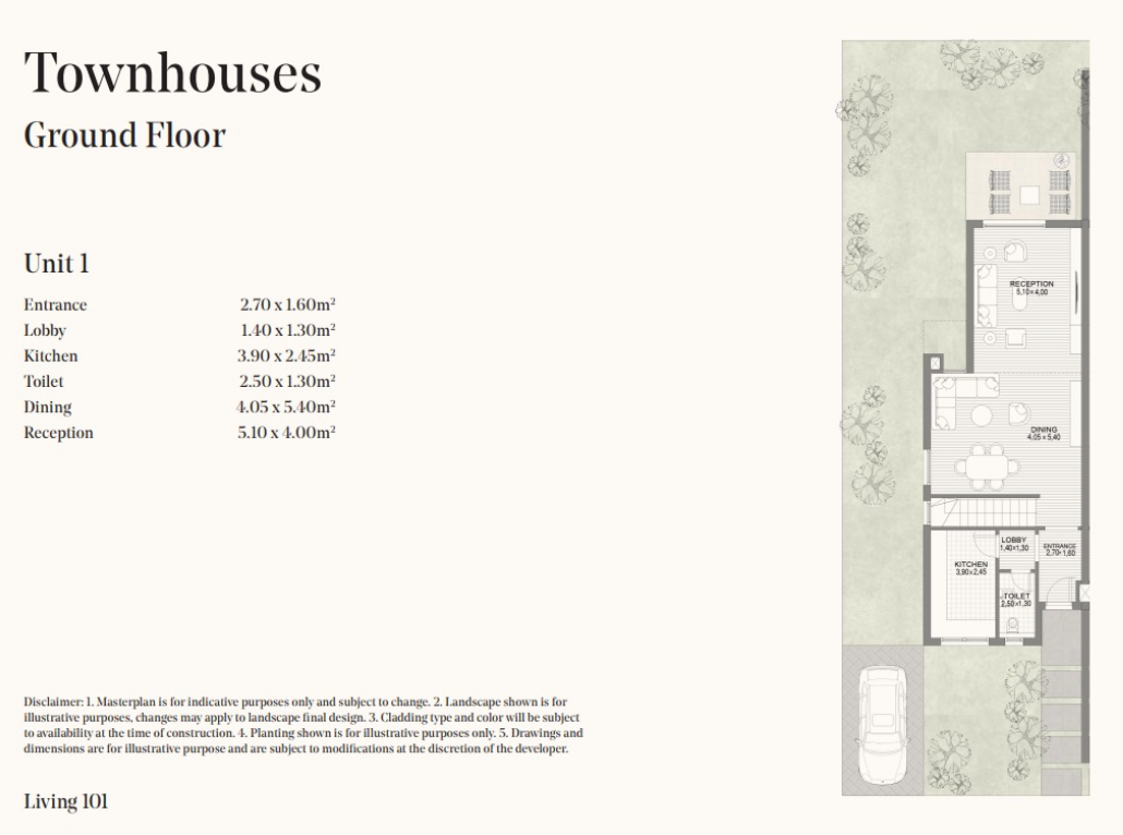 Floor plan for townhouse at The 101