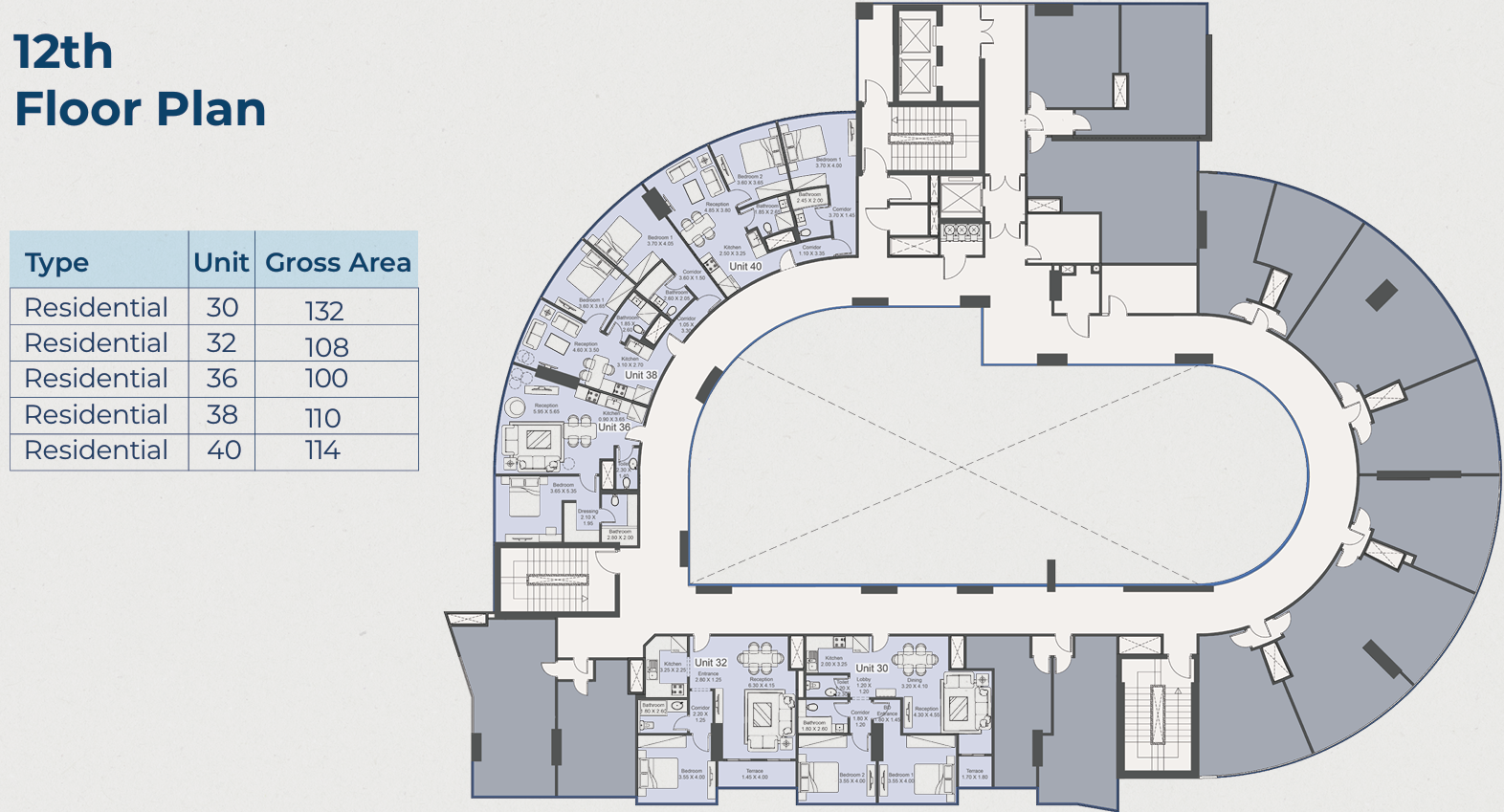 Floor plan for apartment at Diamond Tower 2