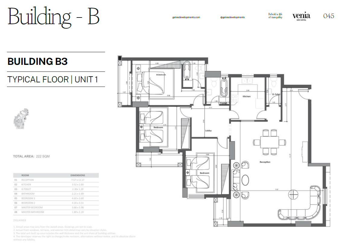 Floor plan for apartment at Venia