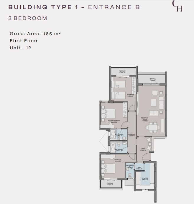 Floor plan for apartment at Spire - Club Hills