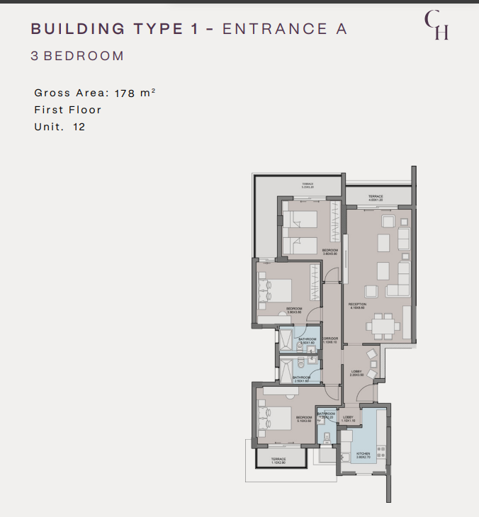 Floor plan for apartment at Spire - Club Hills