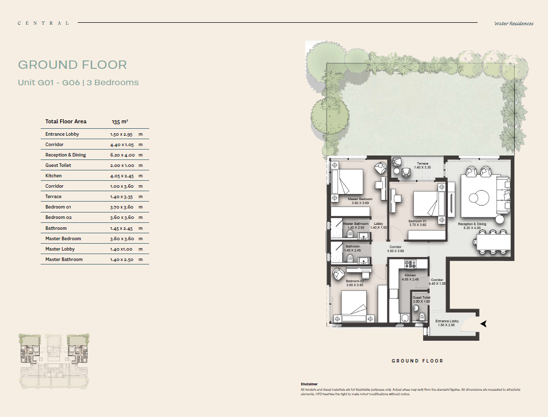 Floor plan for apartment at Central Water Residences