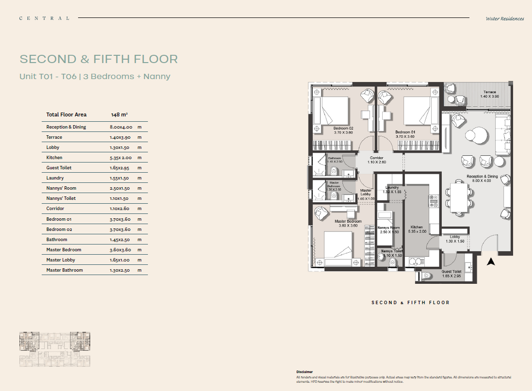 Floor plan for apartment at Central Water Residences