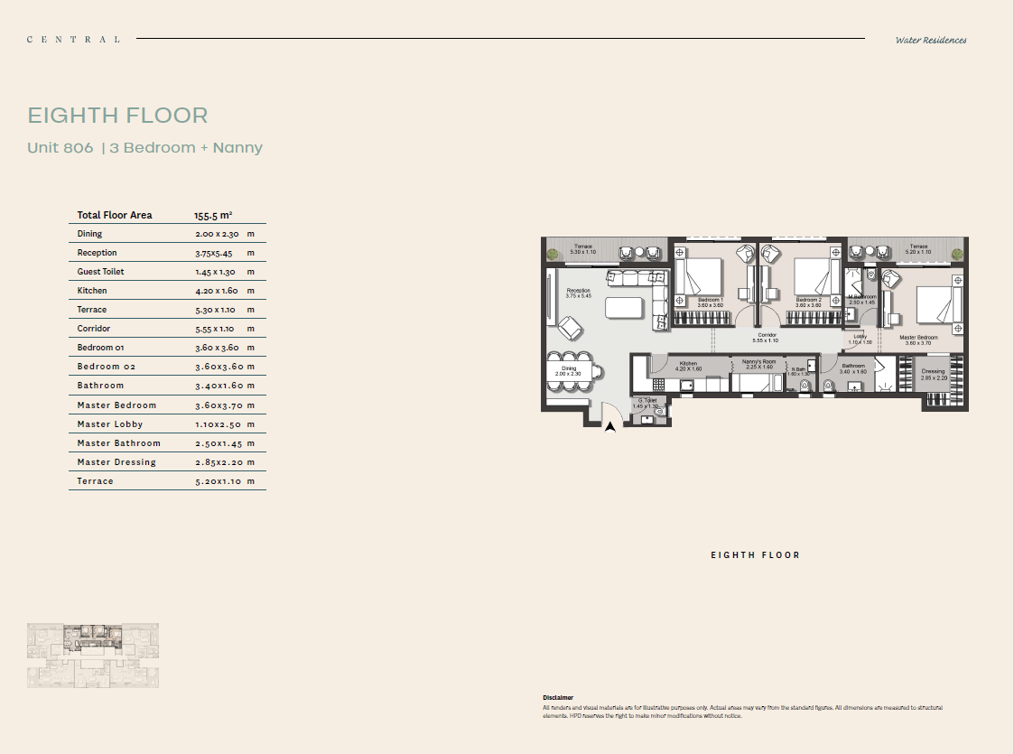 Floor plan for apartment at Central Water Residences
