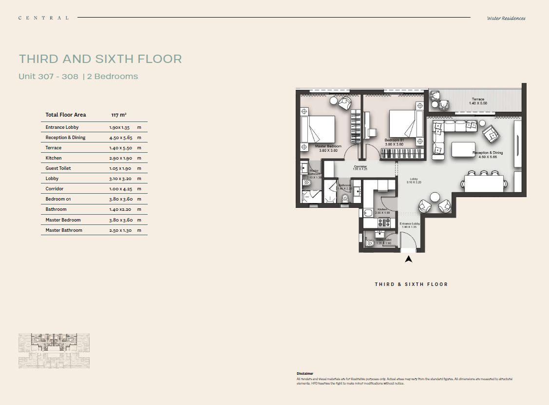 Floor plan for apartment at Central Water Residences