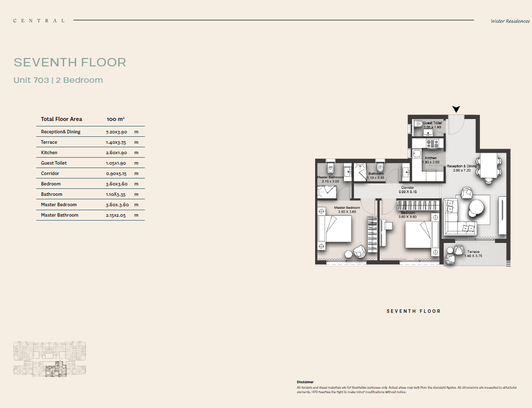 Floor plan for apartment at Central Water Residences