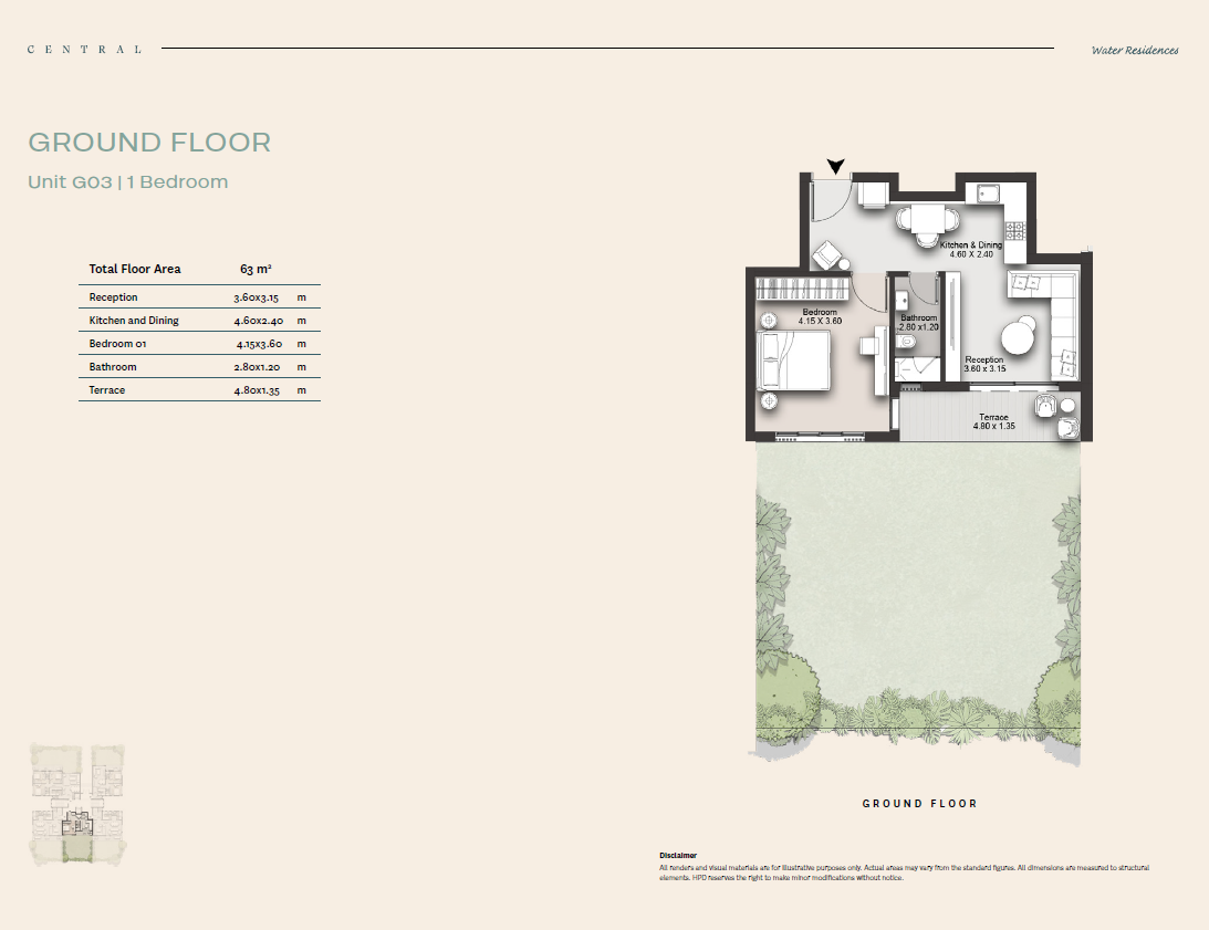 Floor plan for apartment at Central Water Residences