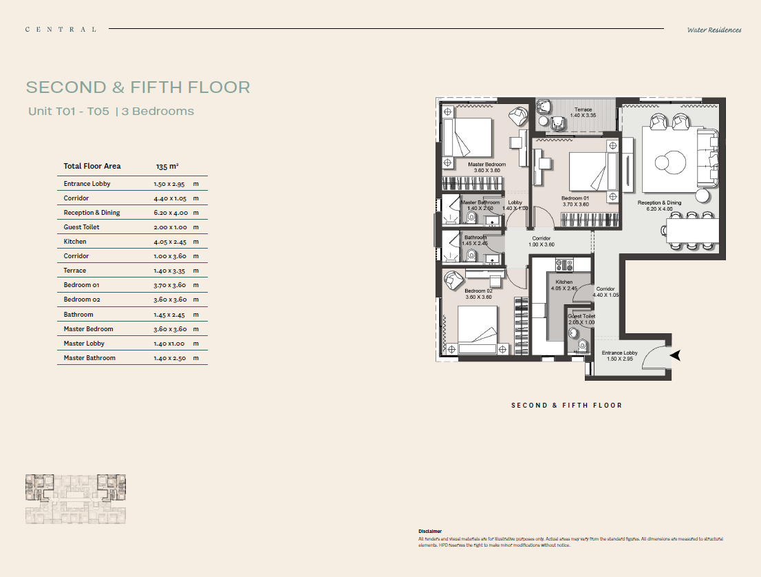 Floor plan for apartment at Central Water Residences
