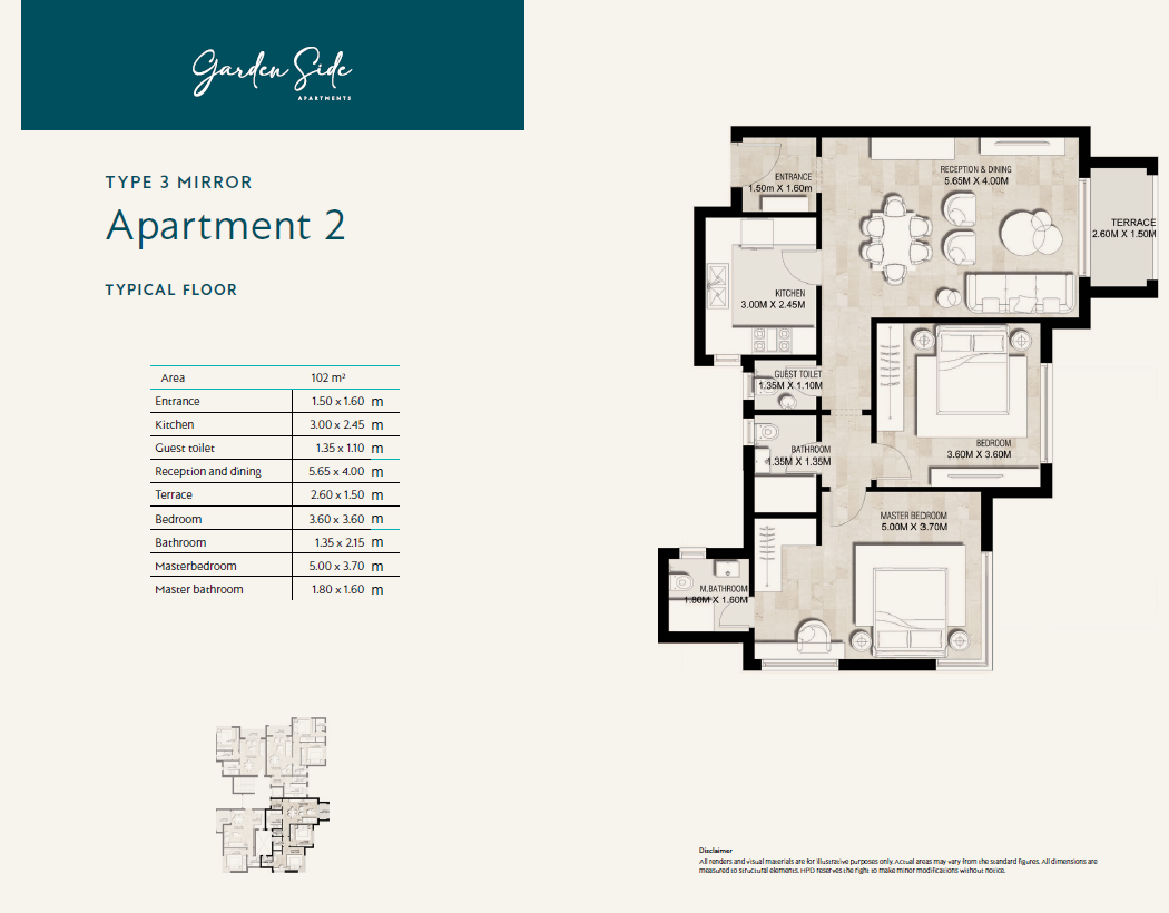 Floor plan for apartment at Garden Side