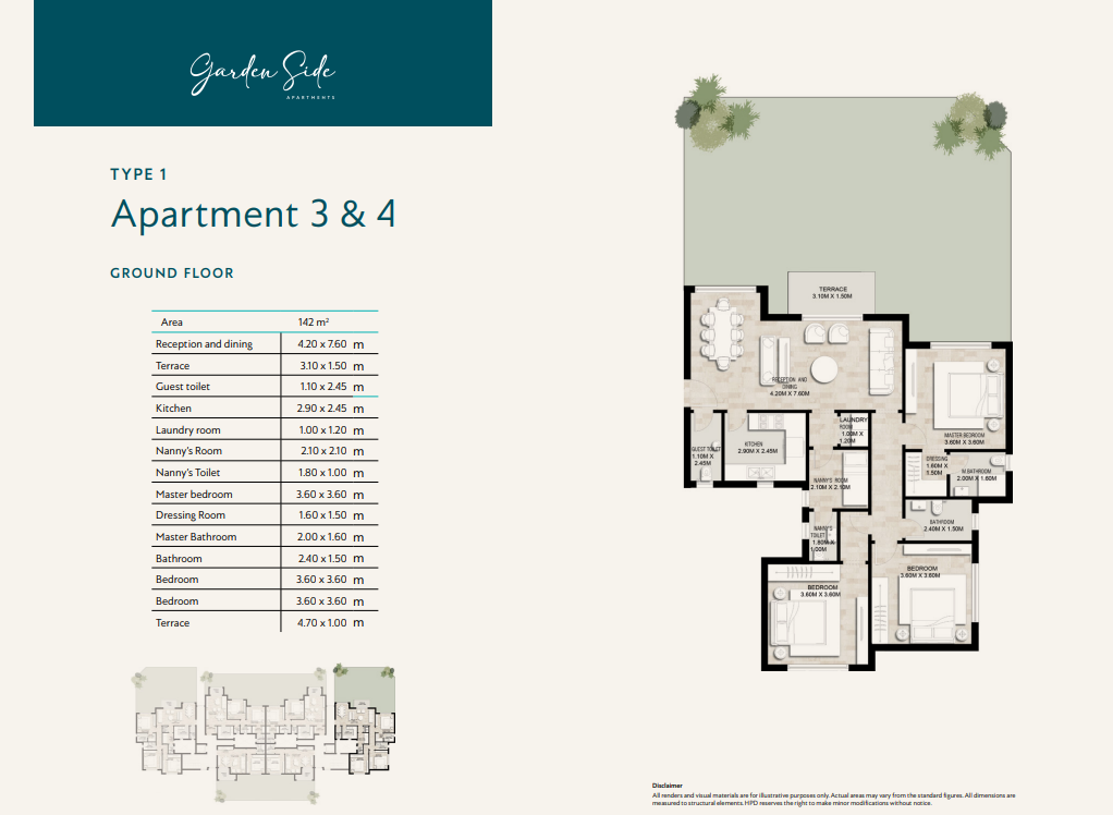 Floor plan for apartment at Garden Side