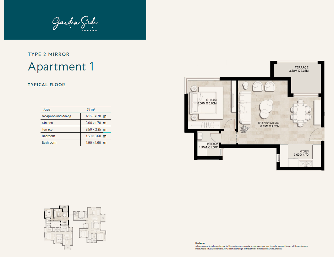 Floor plan for apartment at Garden Side