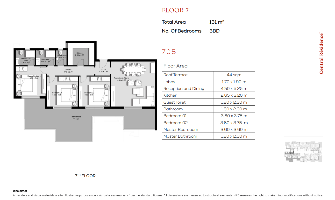 Floor plan for apartment at Central Residence - Hyde Park Central