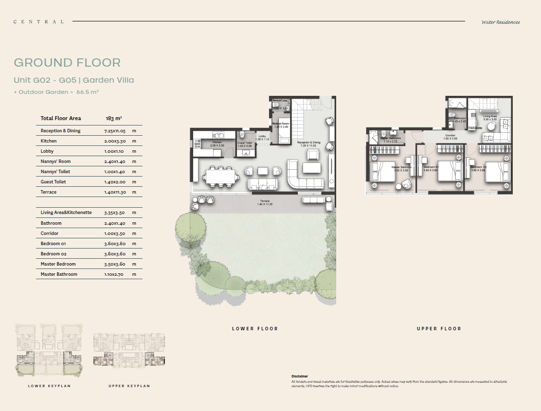 Floor plan for duplex at Central Water Residences