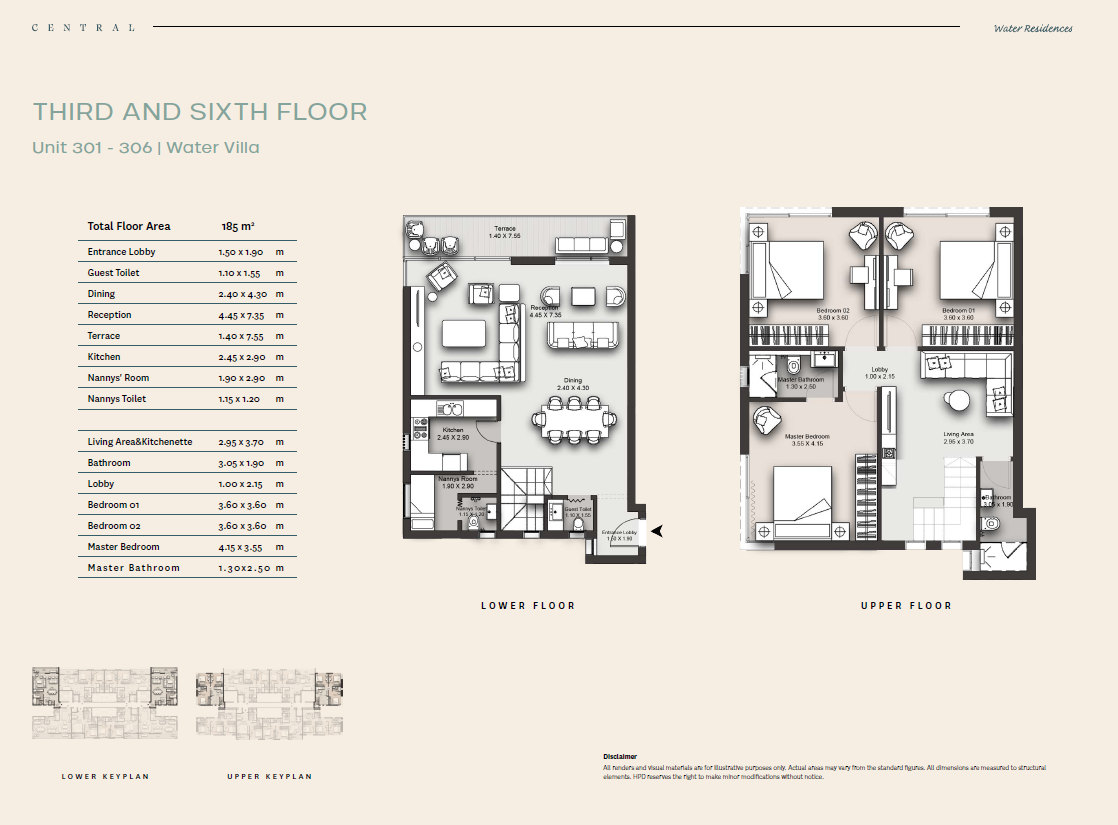 Floor plan for duplex at Central Water Residences