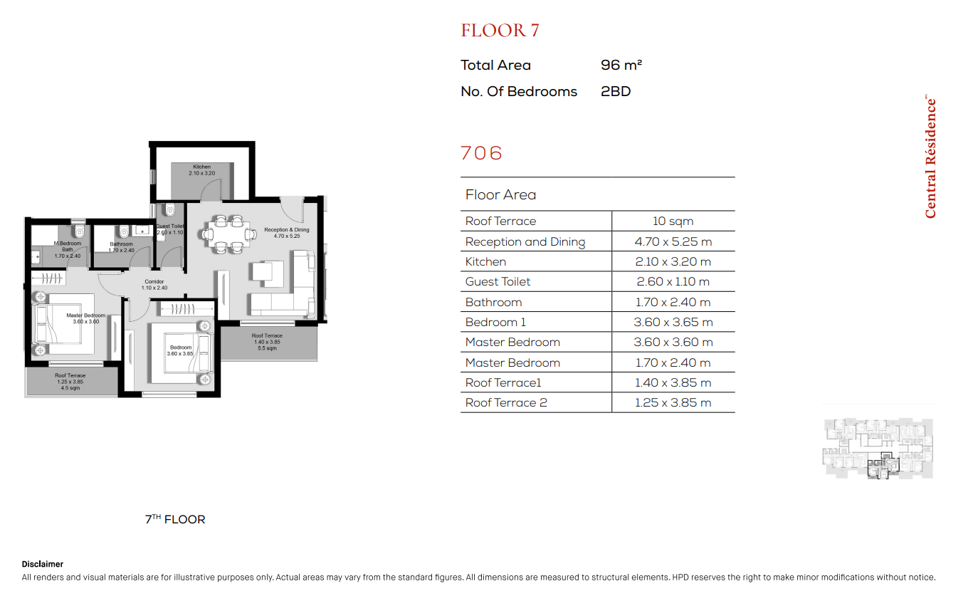 Floor plan for apartment at Central Residence - Hyde Park Central