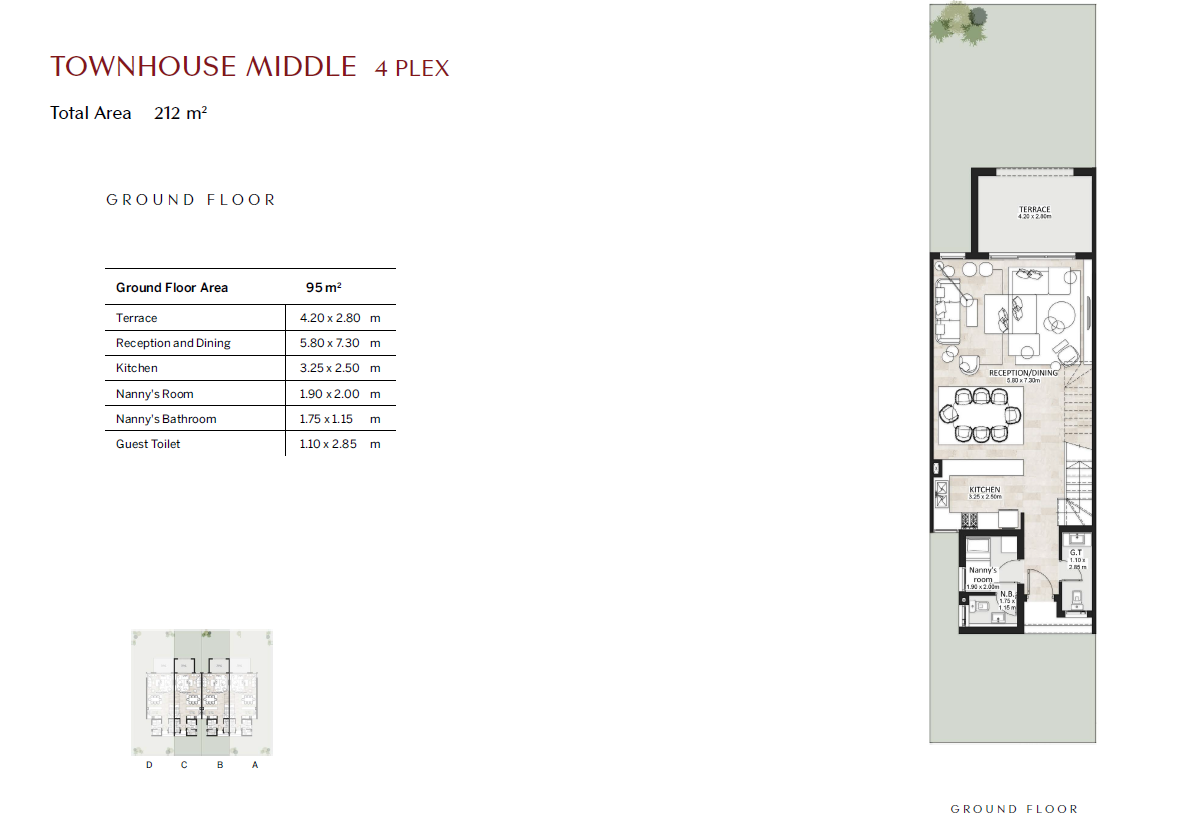 Floor plan for townhouse at Hyde Park Central