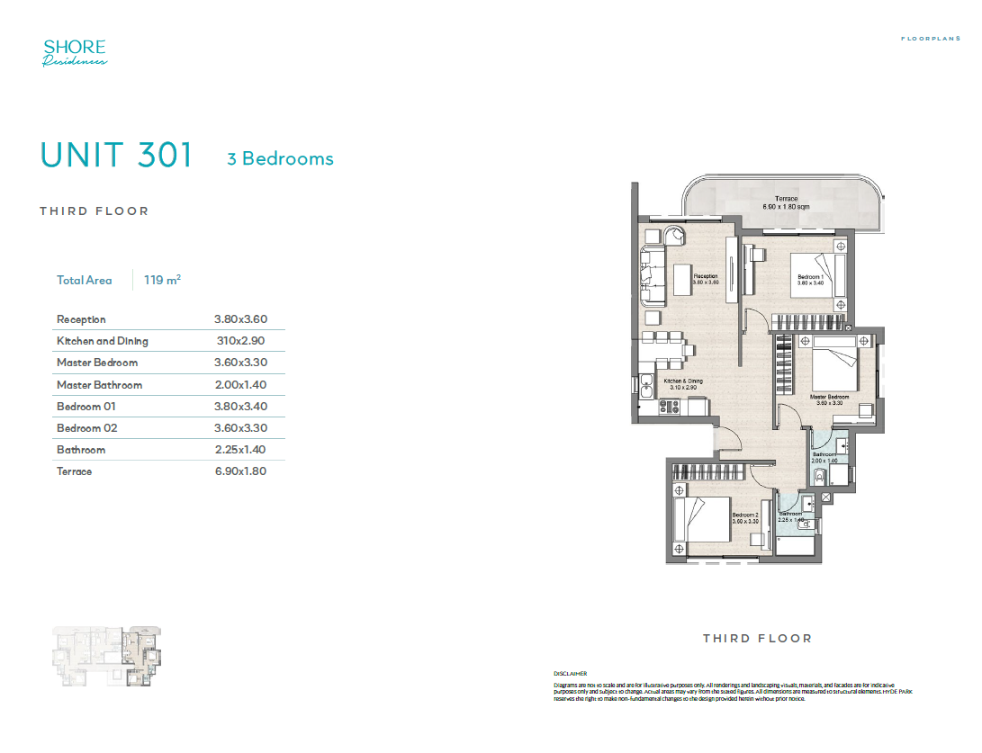 Floor plan for apartment at Hyde Park North - Seashore