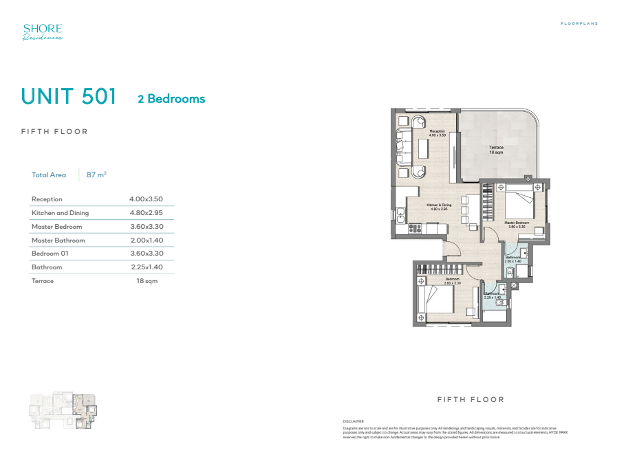 Floor plan for apartment at Hyde Park North - Seashore