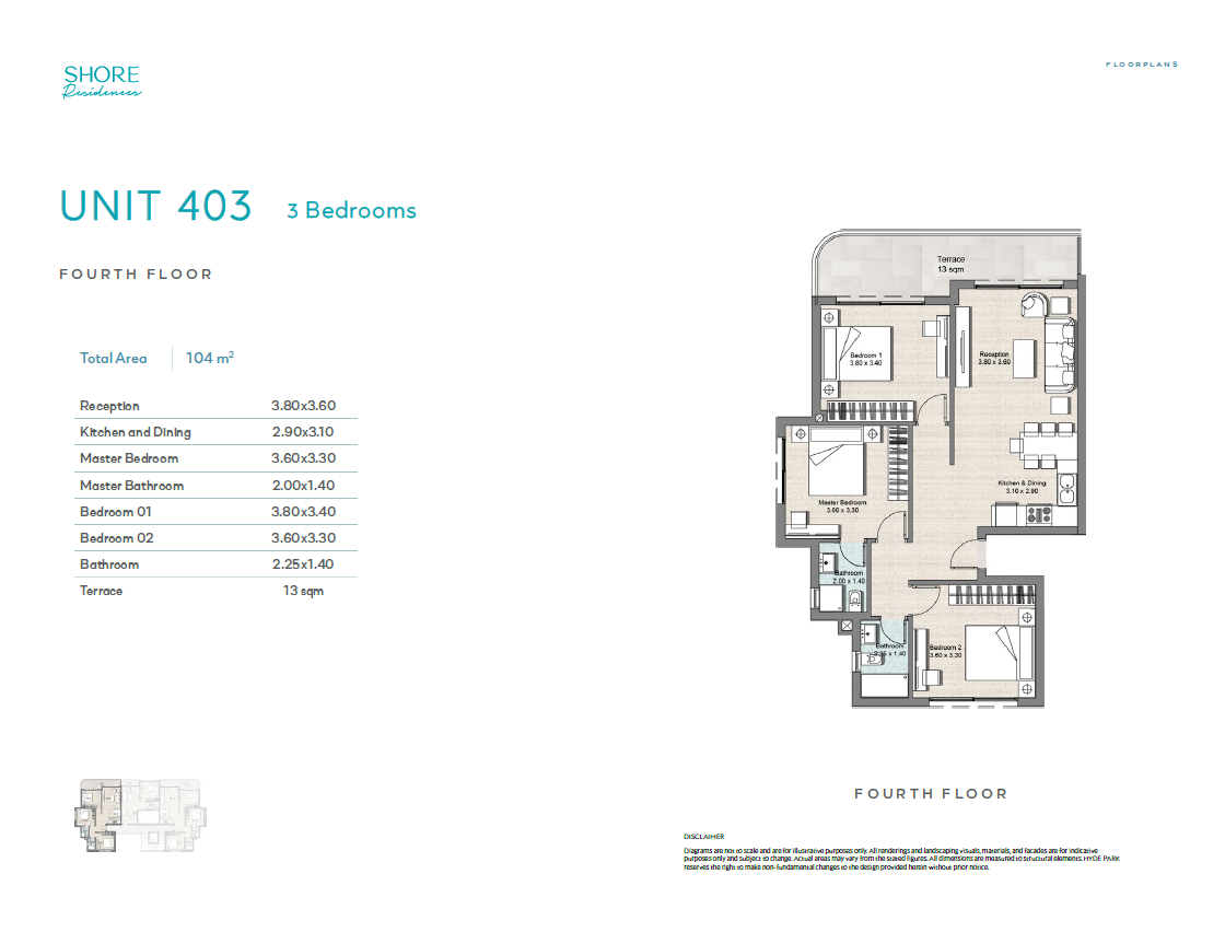 Floor plan for apartment at Hyde Park North - Seashore