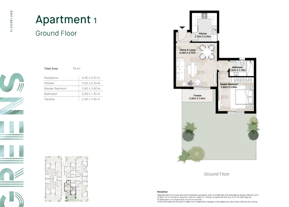 Floor plan for apartment at Greens Residence New Cairo
