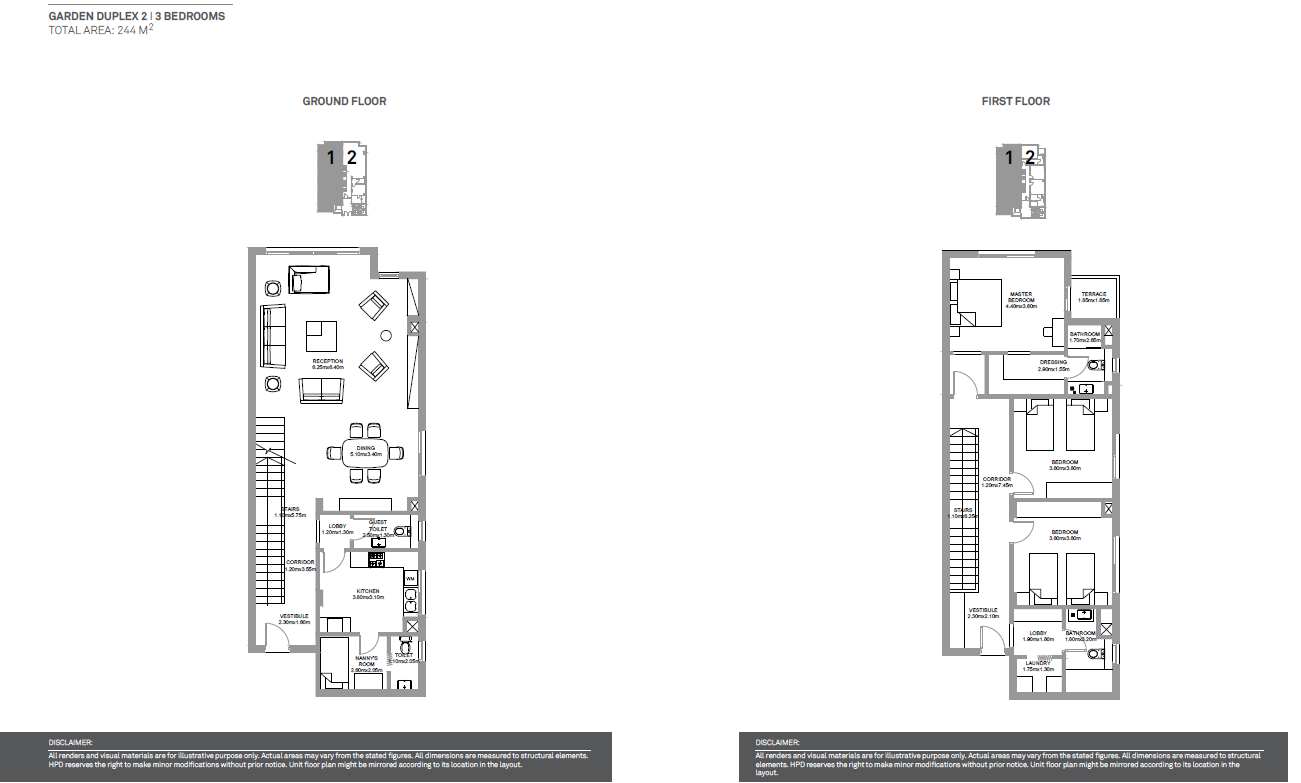 Floor plan for duplex at Grand Park