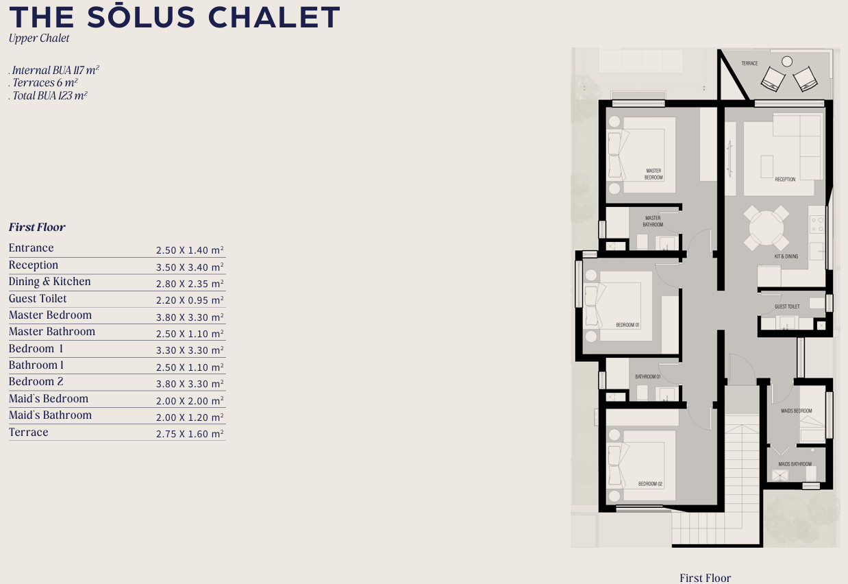 Floor plan for chalet at Jefaira