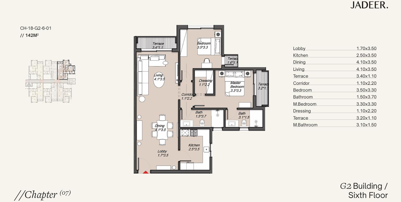 Floor plan for apartment at Chapters Residence R8