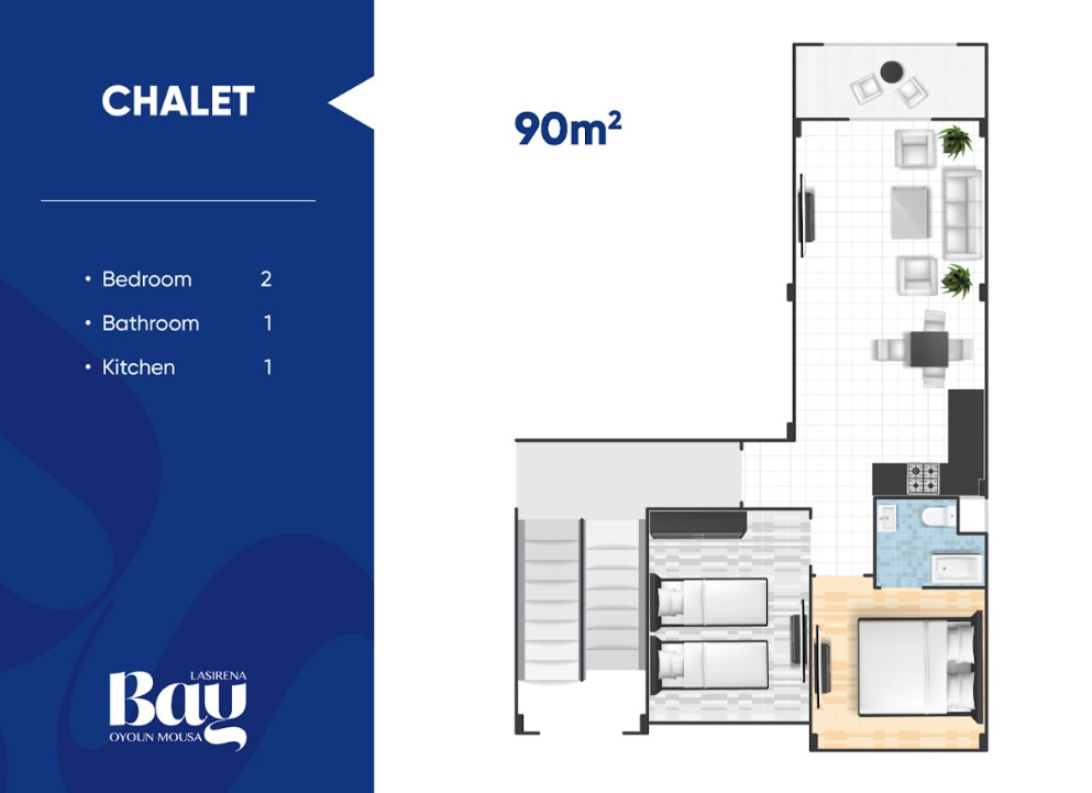 Floor plan for chalet at Lasirena Bay