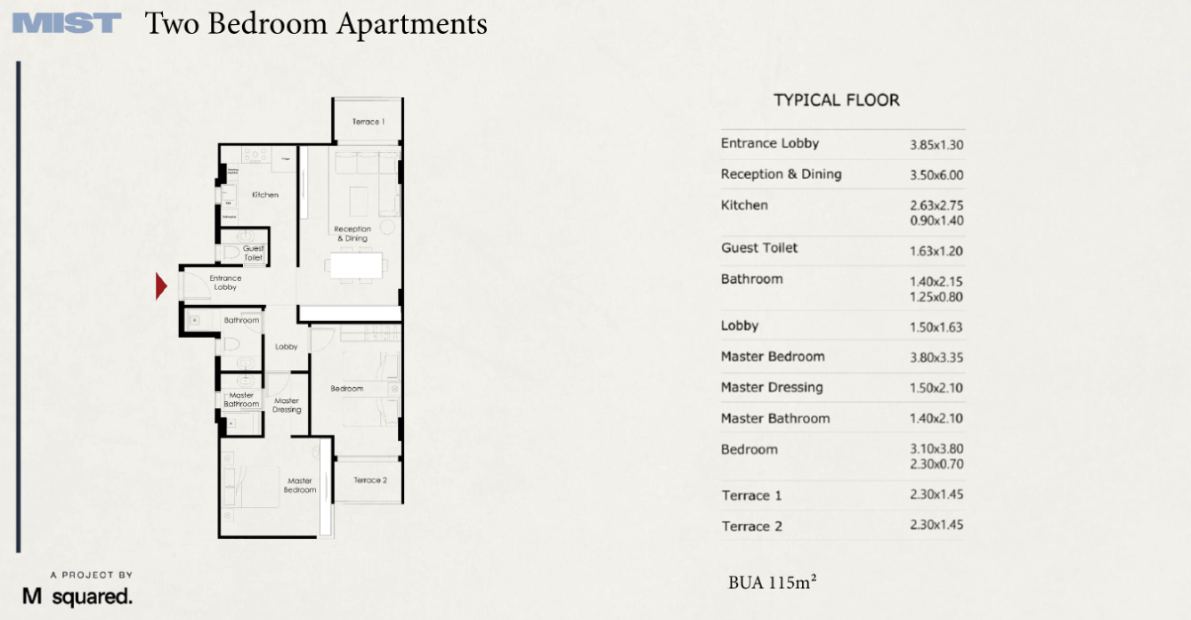 Floor plan for apartment at The Haze-Mist