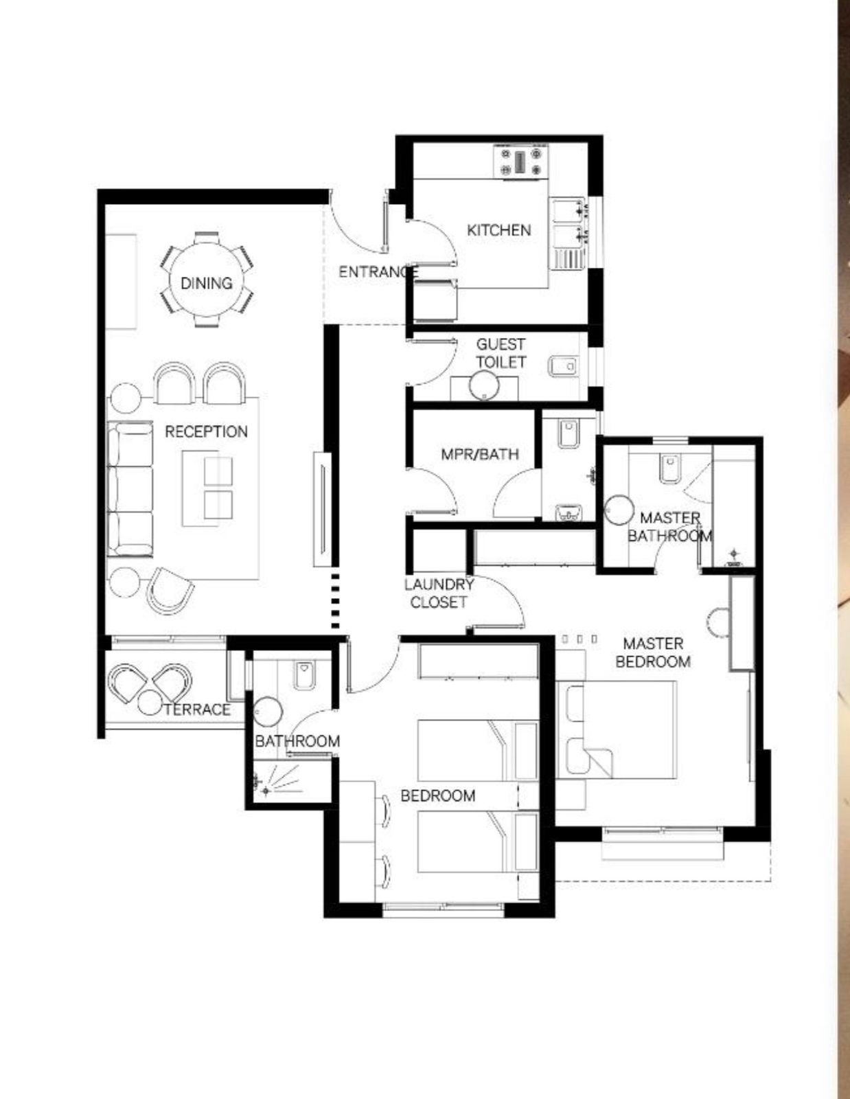Floor plan for apartment at Trio