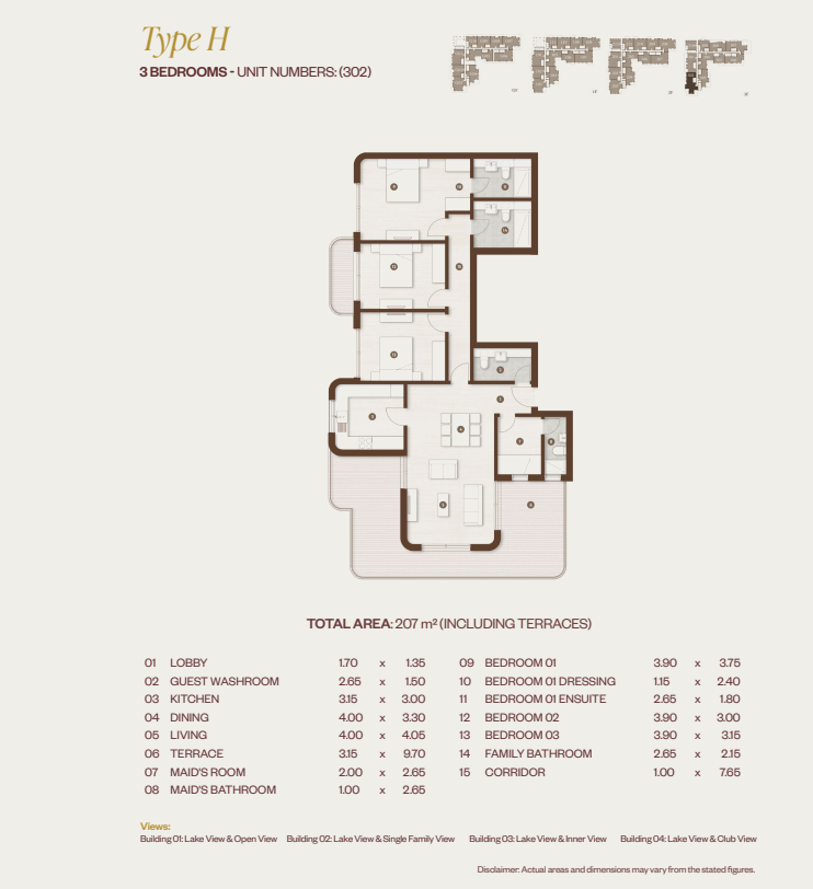 Floor plan for apartment at The Hillage