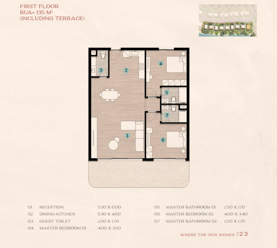 Floor plan for chalet at Azha North Coast
