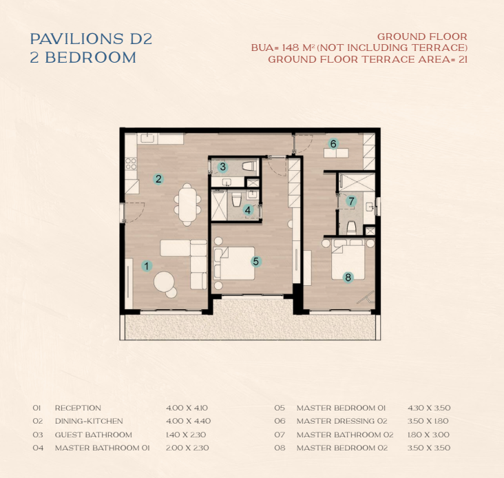 Floor plan for chalet at Azha North Coast