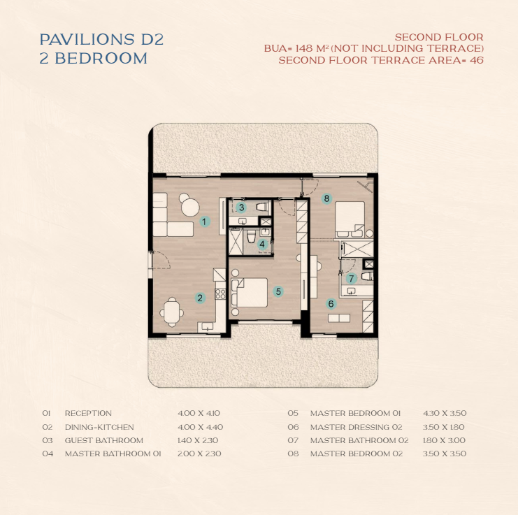 Floor plan for chalet at Azha North Coast