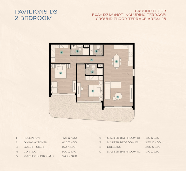 Floor plan for apartment at Azha North Coast