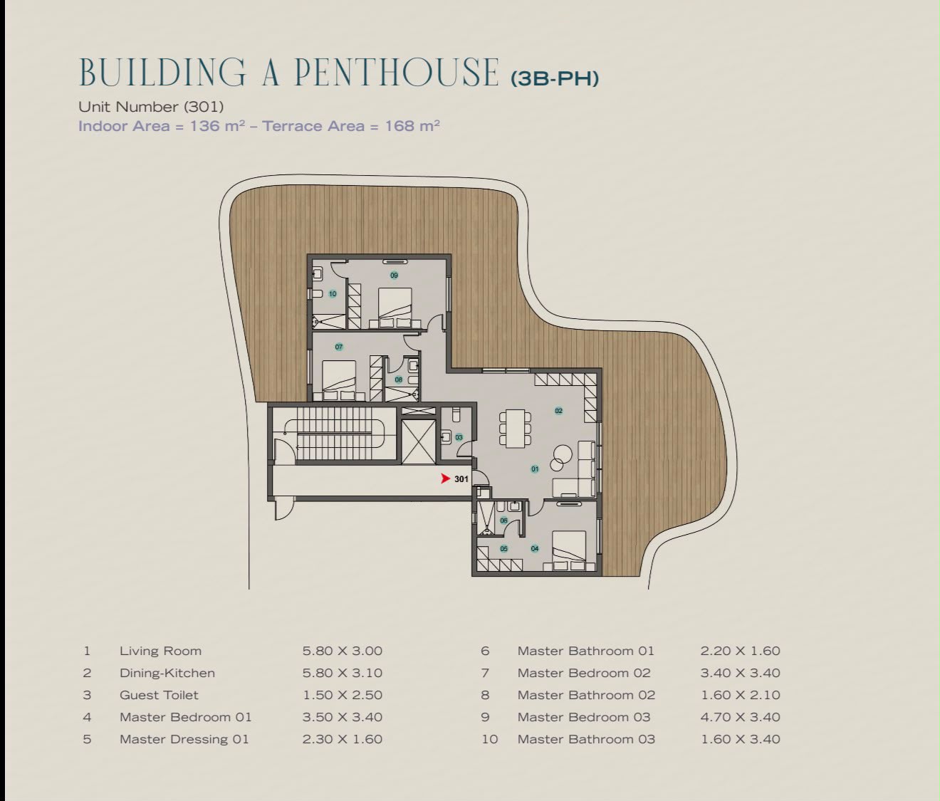 Floor plan for penthouse at Azha North Coast