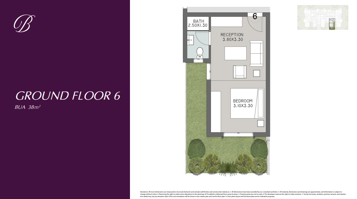 Floor plan for studio at The Butterfly
