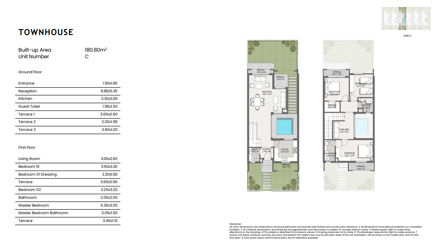 Floor plan for townhouse at ELM Tree - Sarai