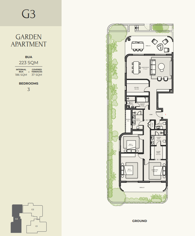 Floor plan for apartment at Crescent Walk