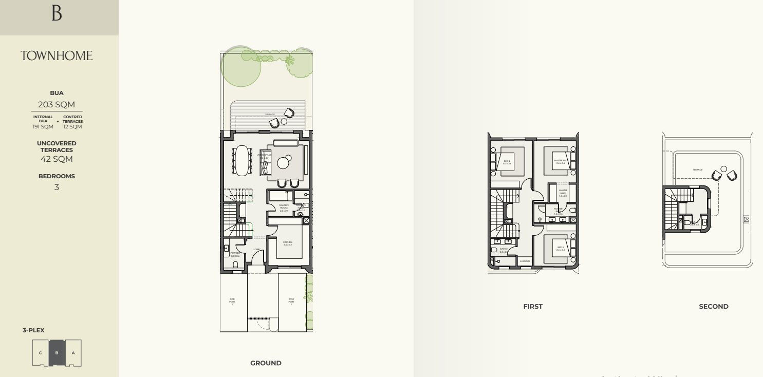 Floor plan for townhouse at Crescent Walk