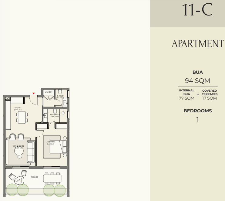 Floor plan for apartment at Crescent Walk