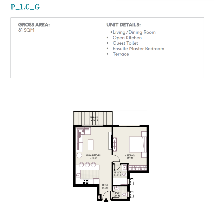 Floor plan for apartment at Plateau District 5