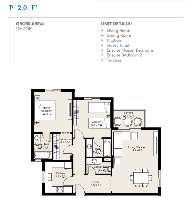 Floor plan for apartment at Plateau District 5