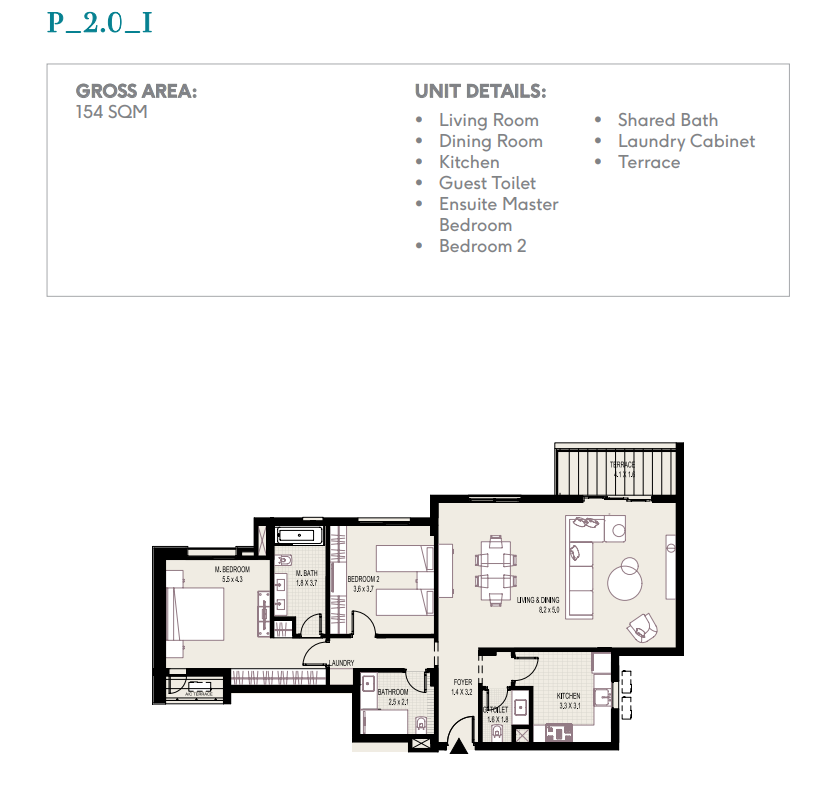 Floor plan for apartment at Plateau District 5