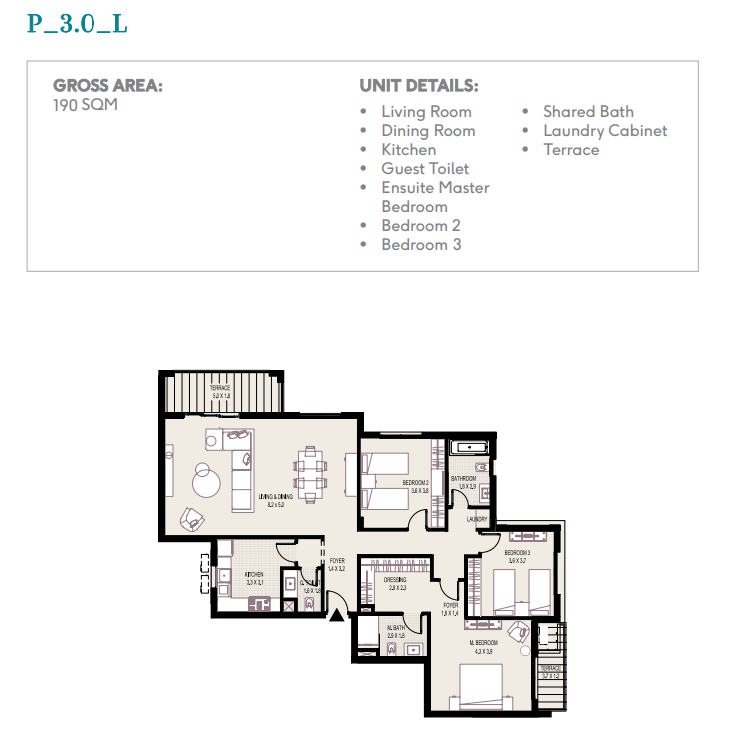 Floor plan for apartment at Plateau District 5