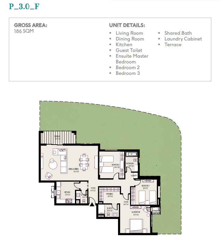 Floor plan for apartment at Plateau District 5