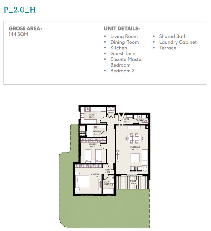 Floor plan for apartment at Plateau District 5