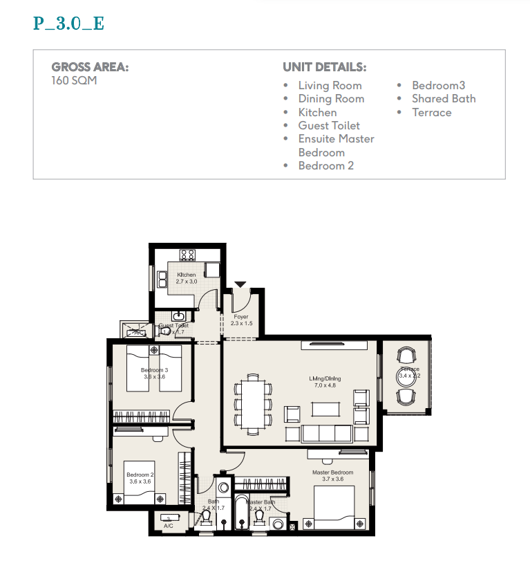 Floor plan for apartment at Plateau District 5