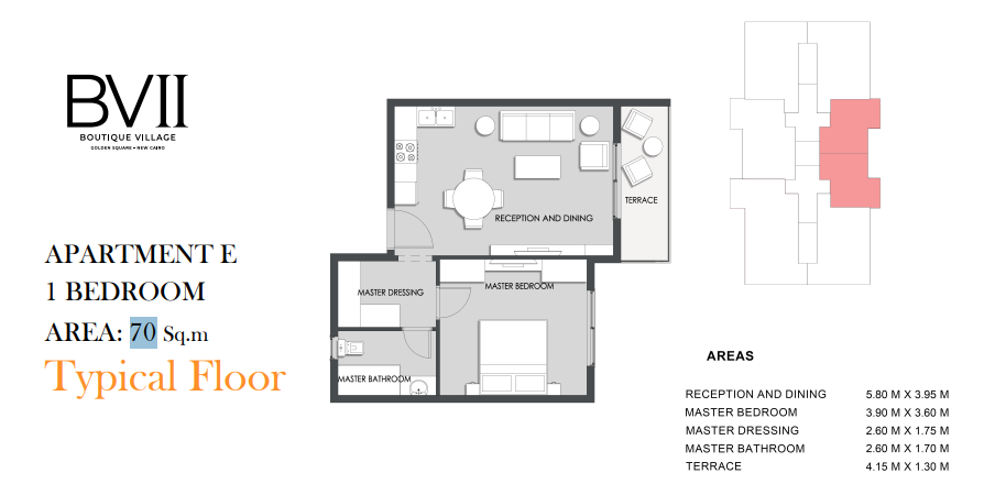 Floor plan for apartment at Boutique Village