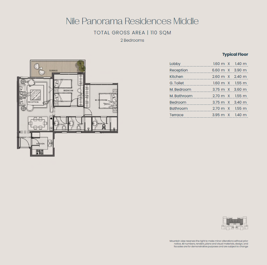 Floor plan for apartment at Jirian - Mountain View